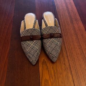 Cole Haan Black and White Plaid Mules